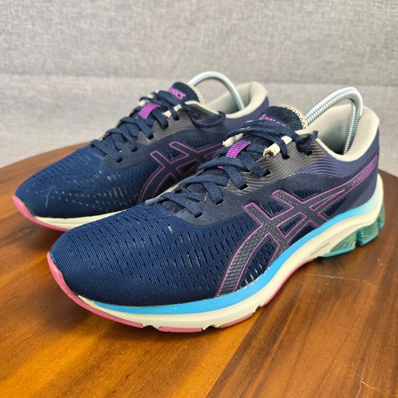 ASICS Gel-Nimbus 24 Women's Running Shoes Navy Purple Teal Size 10 1012A724 - Picture 13 of 14